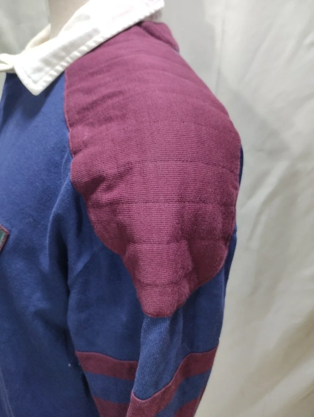Vtg Polo Ralph Lauren Rugby Shirt Mens L USA Crest Elbow Patch Padded Shoulder.